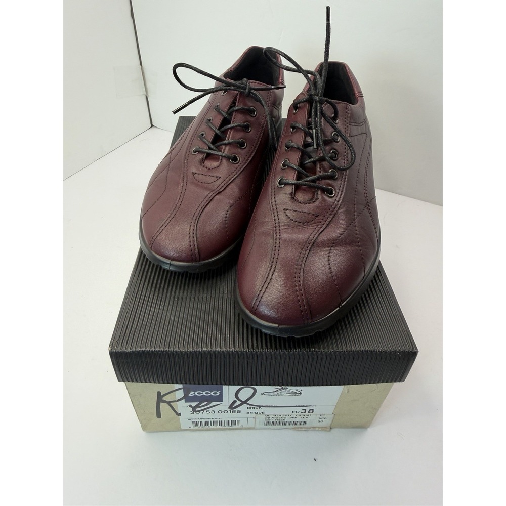 ECCO Red‎ Brick Leather Lace-Up Women Walking Shoe 30753 EU 38